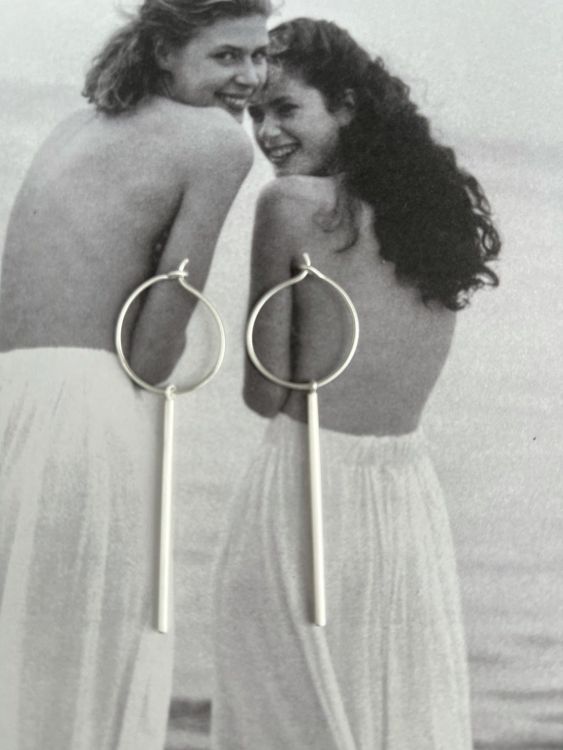 Katwalk Oorbellen hanger ring en staafje - zilver